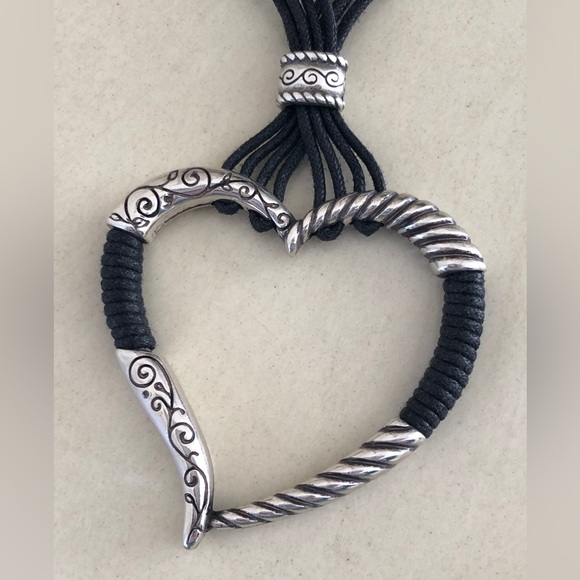 Brighton heritage hearts black multicord and silver tone necklace - Picture 2 of 12